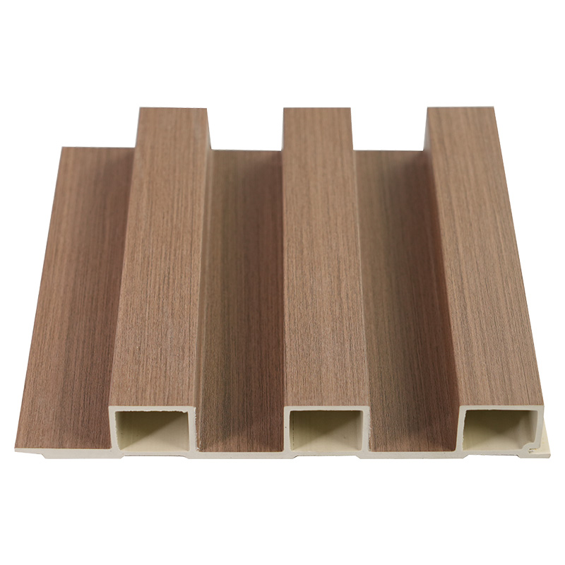 Lapad 195mm kapal 28mm kawayan hibla pandekorasyon kahoy interior gusali groove 3d kahoy-plastic composite pvc wall panel